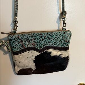 Myra bag, Stylish Turquoise and Black Leather Women's Bag